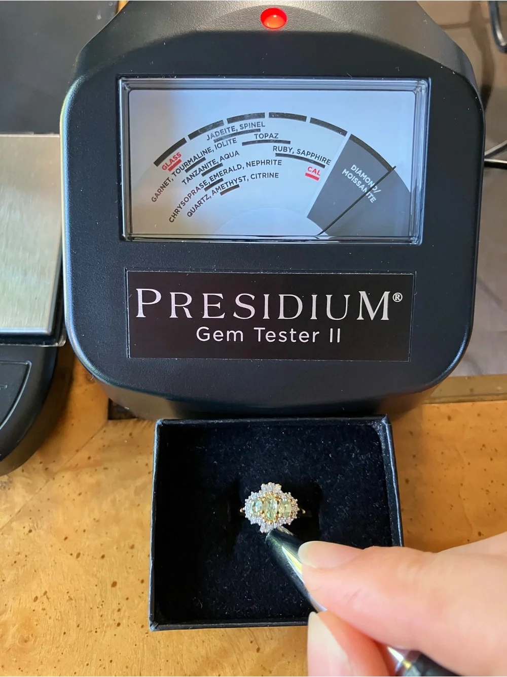 Mint Garnet Moissanite Ring Size 6